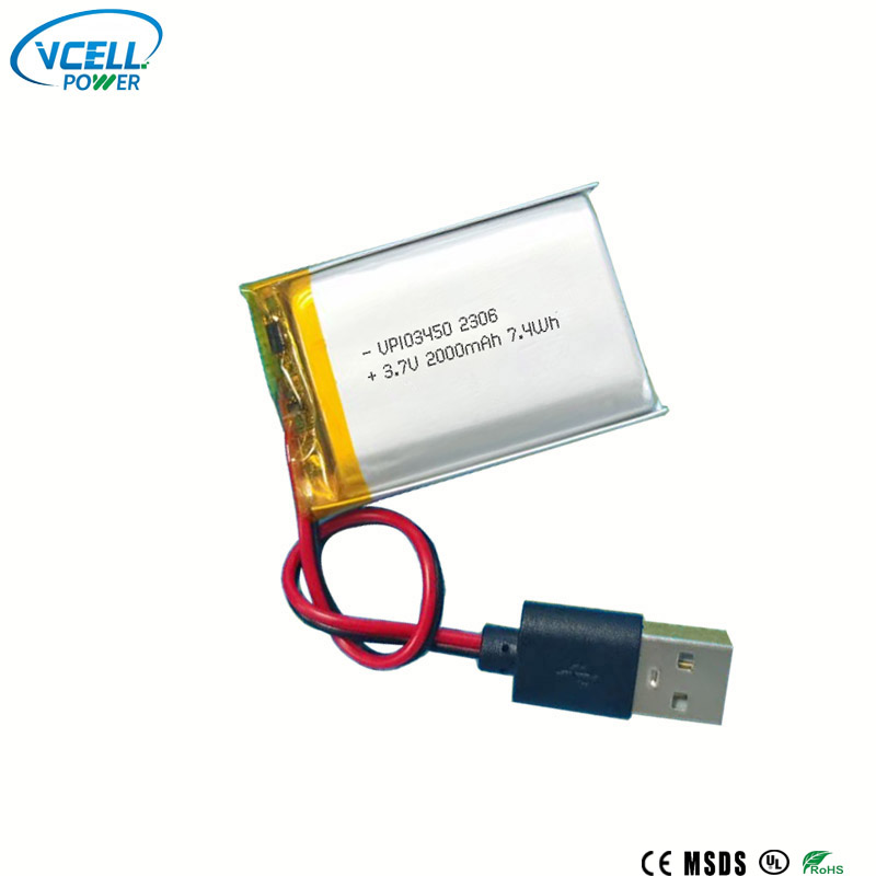 3,7 V 2000 mAh 103450 Li-polymeeriakku